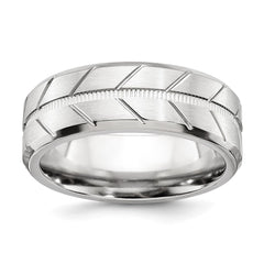 Chisel Cobalt Brushed and Polished Beveled 8mm Band