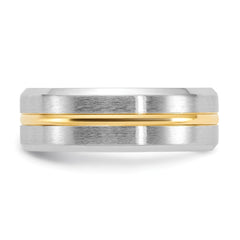 Chisel Cobalt Brushed and Polished with Yellow IP-plated Center Beveled Edge 8mm Band