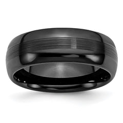 Chisel Ceramic Black 8mm Brushed and Polished Band