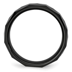 Chisel Ceramic Faceted Black 8mm Polished Beveled Edge Band