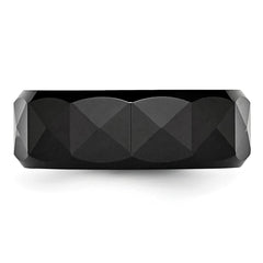 Chisel Ceramic Faceted Black 8mm Polished Beveled Edge Band