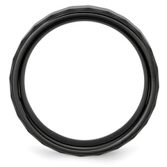 Chisel Ceramic Black Faceted 8mm Polished Beveled Edge Band