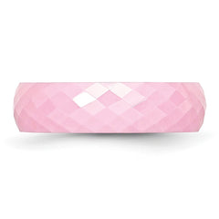 Chisel Ceramic Pink Faceted 6mm Polished Band