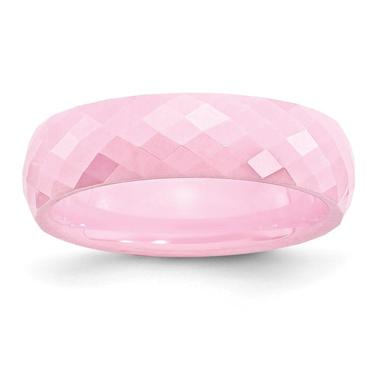 Chisel Ceramic Pink Faceted 6mm Polished Band