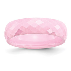 Chisel Ceramic Pink Faceted 6mm Polished Band
