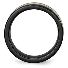 Chisel Ceramic Flat Black with 14k Gold Inlay 8mm Polished Band