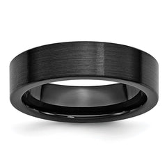 Chisel Black Ceramic Flat 6mm Brushed Band
