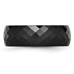 Chisel Ceramic Black Faceted 7.5mm Polished Band