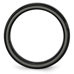 Chisel Black Ceramic Ridged Edge 6mm Brushed and Polished Band