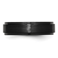 Chisel Black Ceramic Ridged Edge 6mm Brushed and Polished Band