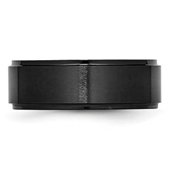 Chisel Black Ceramic Ridged Edge 8mm Brushed and Polished Band