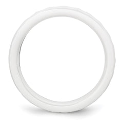 Chisel Ceramic White 4mm Faceted Polished Band