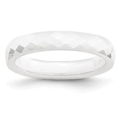 Chisel Ceramic White 4mm Faceted Polished Band