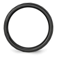 Chisel Ceramic Black 4mm Faceted Polished Band