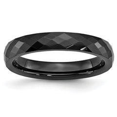 Chisel Ceramic Black 4mm Faceted Polished Band