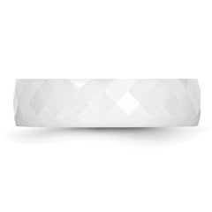 Chisel Ceramic White 6mm Faceted Polished Band