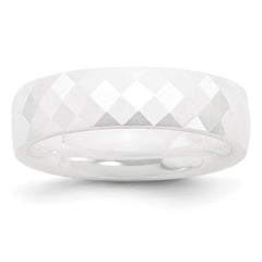 Chisel Ceramic White 6mm Faceted Polished Band