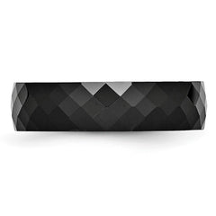 Chisel Ceramic Black 6mm Faceted Polished Band