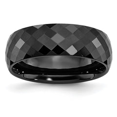 Chisel Ceramic Black Faceted 7.5mm Polished Band