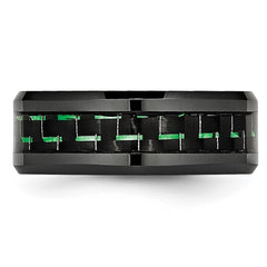 Chisel Ceramic Black with Green Carbon Fiber Inlay Beveled Edge Ring