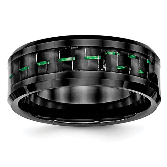 Chisel Ceramic Black with Green Carbon Fiber Inlay Beveled Edge Ring