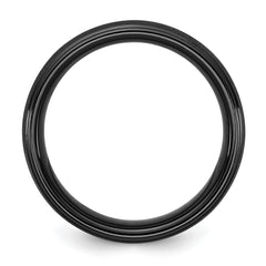 Ceramic Black Polished with Scratch Finished Center 8mm Band
