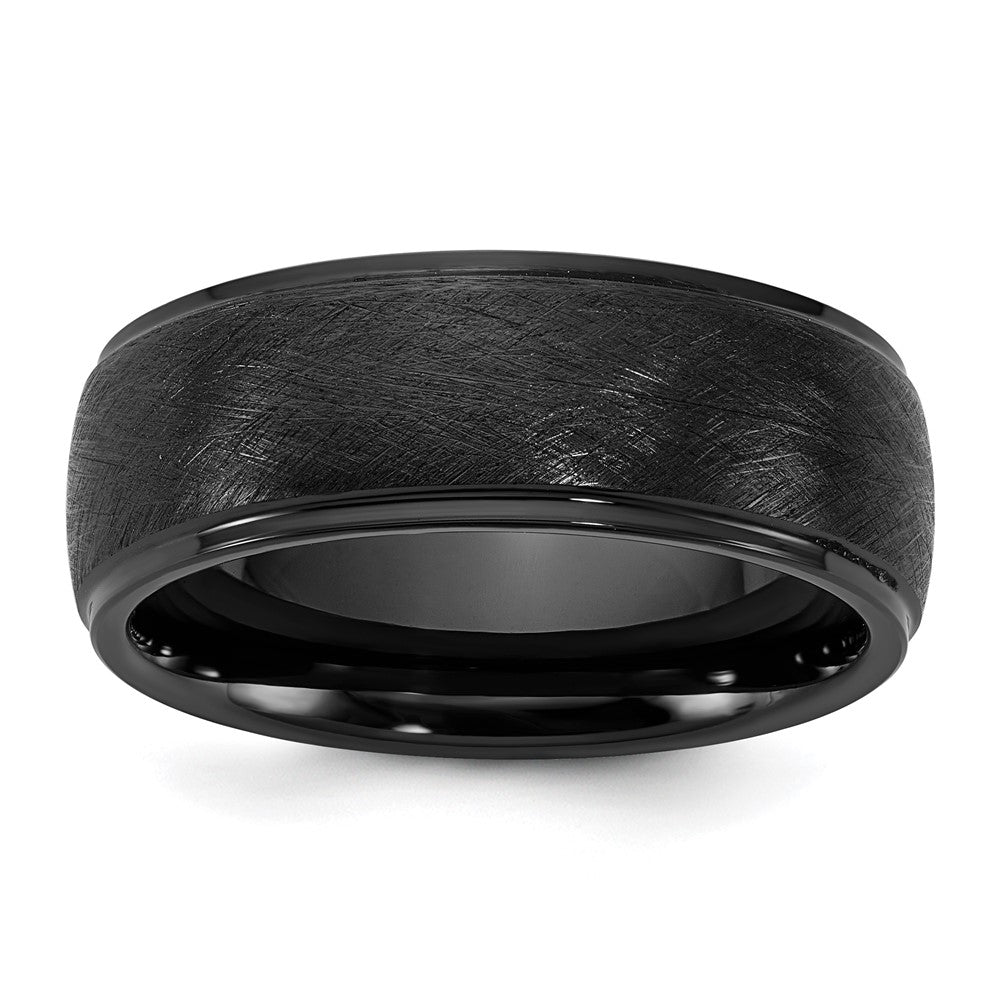 Ceramic Black Polished with Scratch Finished Center 8mm Band