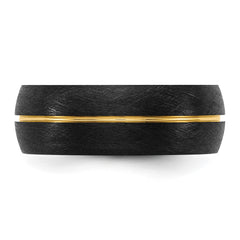 Ceramic Black Scratch Finished with Yellow IP-plated Center 8mm Band
