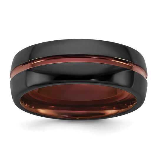 Ceramic Black Polished with Red IP-plated Center and Inside 8mm Band