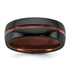 Ceramic Black Polished with Red IP-plated Center and Inside 8mm Band