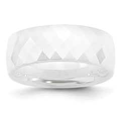Chisel Ceramic White Faceted 8mm Polished Band