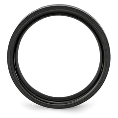 Chisel Ceramic Black Beveled Edge 8mm Brushed and Polished Band