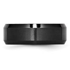 Chisel Ceramic Black Beveled Edge 8mm Brushed and Polished Band