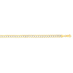 Yellow Gold Diamond Cut/ Textured White Pave Curb Necklace