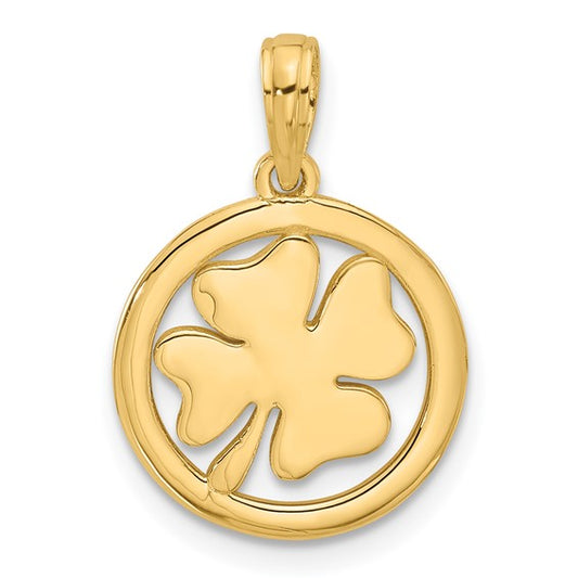 14K Polished Fancy Shamrock in Circle Charm