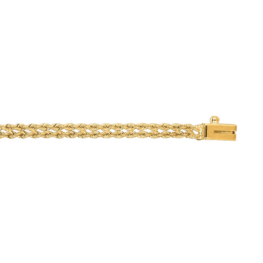Yellow Gold Diamond Cut/ Textured Multi-row Rope Bracelet