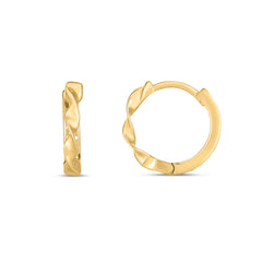 Yellow Gold Diamond Cut/ Textured Fashion Hoop Earring