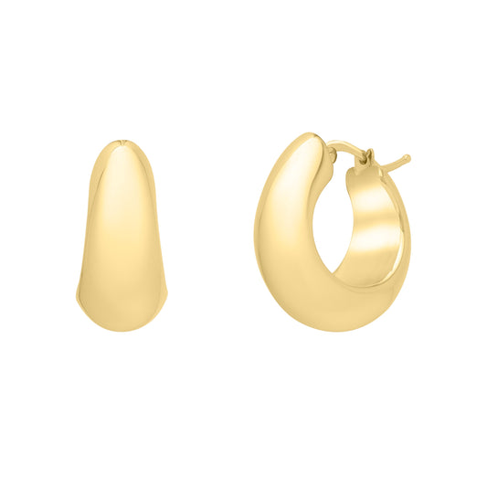 Yellow Gold Diamond Cut/ Textured Electroform Hoops Earring