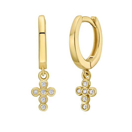 Yellow Gold Polished Petite Diamond Fashion Earring