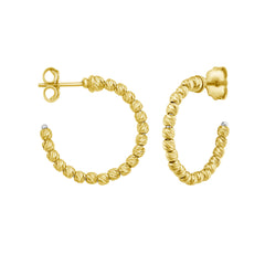 Yellow Gold Diamond Cut/ Textured Beaded Bliss Earring