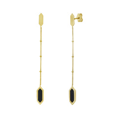 Yellow Gold Polished Inlay Gemstone Fashion Earring