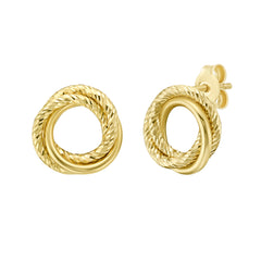 Yellow Gold Diamond Cut/ Textured Trinity Collection Earring