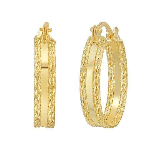 Yellow Gold Combination Sparkle Spring Earring