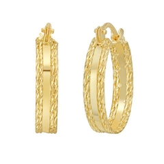 Yellow Gold Combination Sparkle Spring Earring