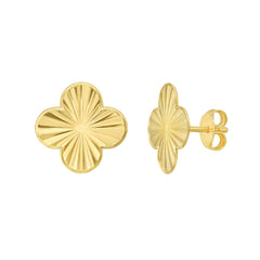 Yellow Gold Polished Golden Clovers Earring