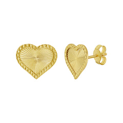 Yellow Gold Diamond Cut/ Textured Radiating Gold Earring