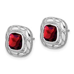 EM7077-GA-SS Sterling Silver Rhodium Plated Garnet Earrings