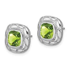 EM7077-PE-SS Sterling Silver Rhodium Plated Peridot Earrings