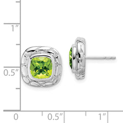 EM7077-PE-SS Sterling Silver Rhodium Plated Peridot Earrings