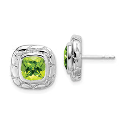 EM7077-PE-SS Sterling Silver Rhodium Plated Peridot Earrings